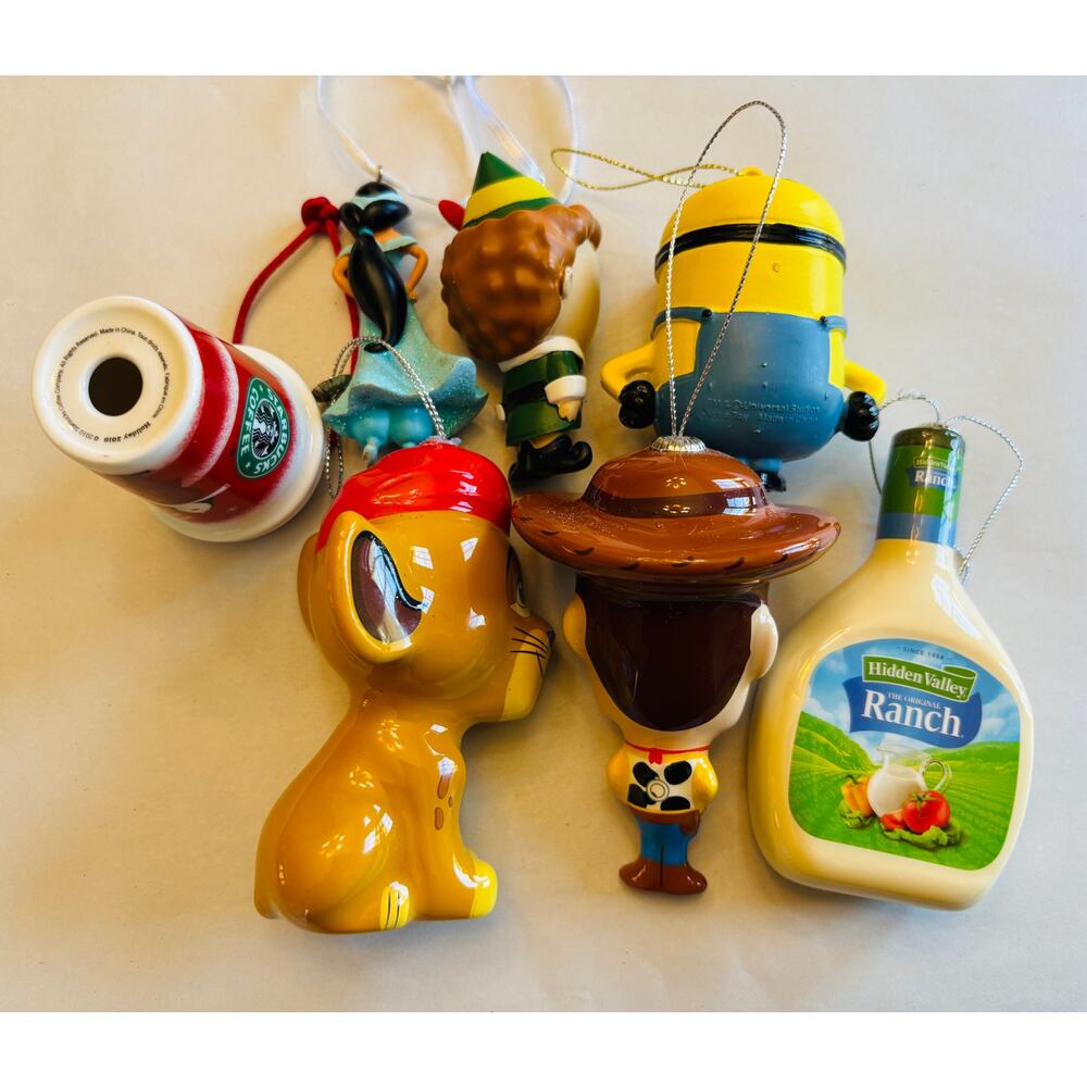 Lot of 7 Asst Christmas Ornaments Pixar Toy Story Starbucks Disney Elf Minions - Picture 5 of 6
